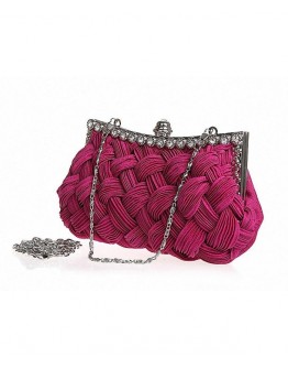 Wedding Evening Bridal Bridesmaid Clutch Jeweled Pleated Cocktail Party Handbag