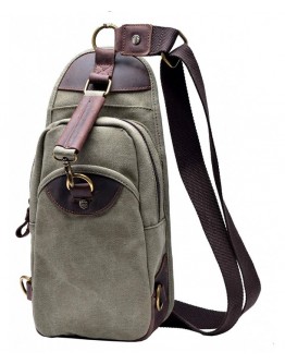 Canvas Sling Bag - Chest Pack Shoulder Backpack - Army Green