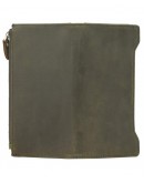 Vintage Natural Top Grain Leather Bifold Wallet Zipper Clutch Checkbook Case - Light Green