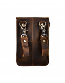 Genuine Leather Fanny Messenger Shoulder Satchel Waist Bag Pack - Dark Brown