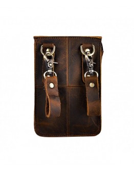 Genuine Leather Fanny Messenger Shoulder Satchel Waist Bag Pack - Dark Brown