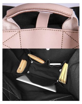 Men's Canvas Bag Backpack Leather Belt Black