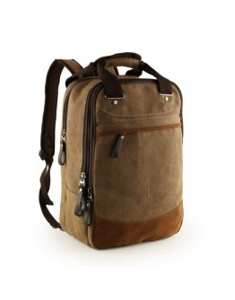 Men's Canvas Leather Backpack School bag