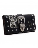 Western Buckle Camouflage Womens Trifold Checkbook Wallet